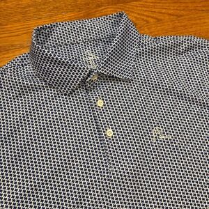 Rhoback Golf Performance Polo Shirt Mens XL Navy White Texas State Print Flag